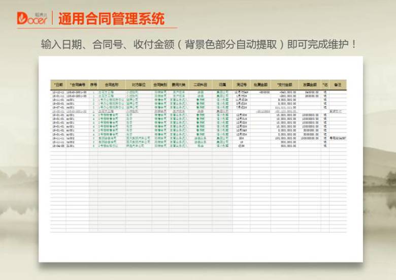 通用合同管理系统（预算提醒版）