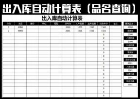 出入库自动计算表-带品名查询功能