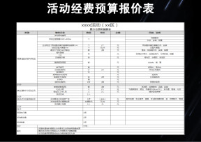 活动经费预算报价表