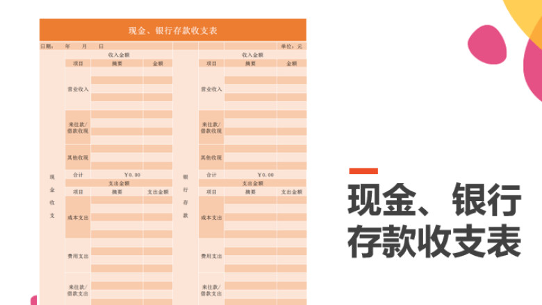 现金、银行存款收支表