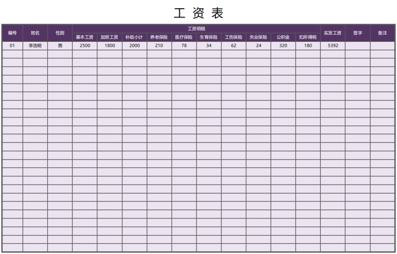 工资薪酬表
