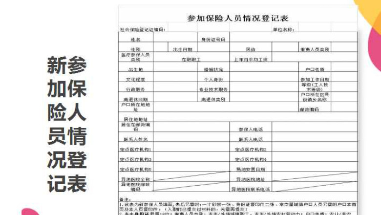 新参加保险人员情况登记表