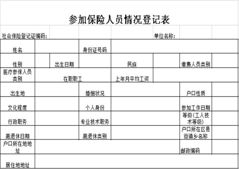 新参加保险人员情况登记表