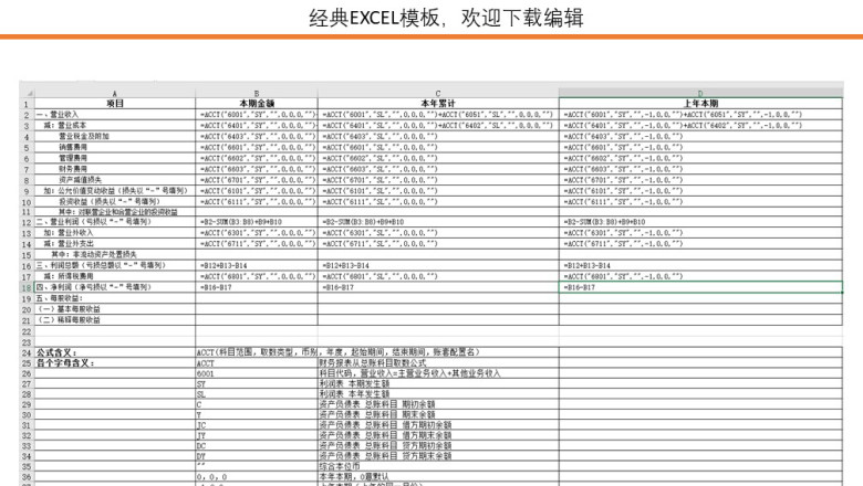 财务报表公式设置模板