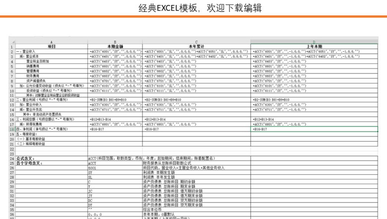 财务报表公式设置模板