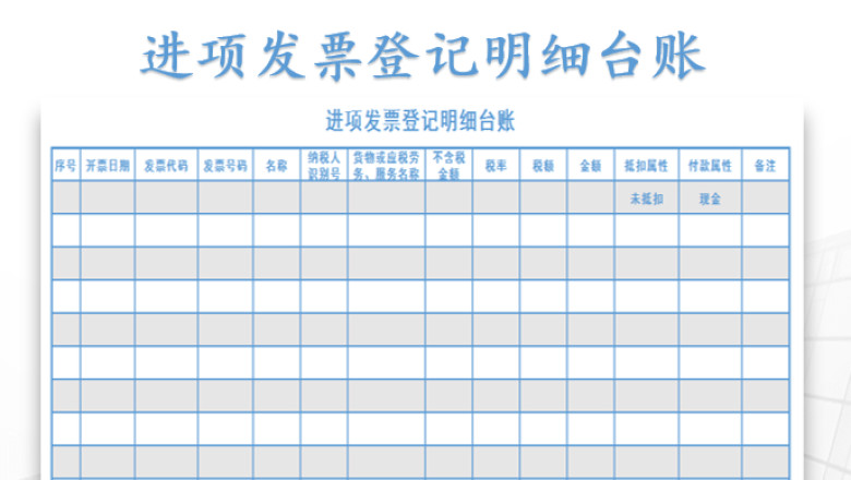 进项发票登记明细台账
