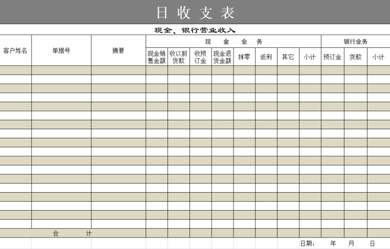 日收支表