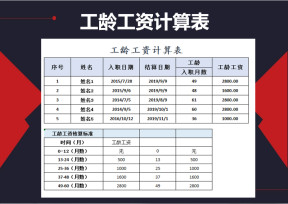 工龄工资计算表