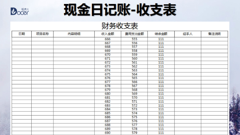 财务报表-收支明细表