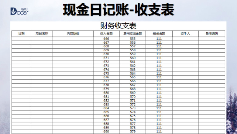 财务报表-收支明细表