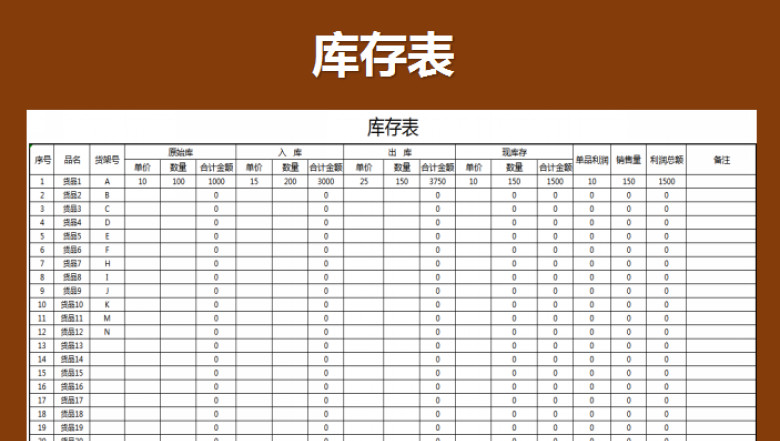 库存表（自动化管理）