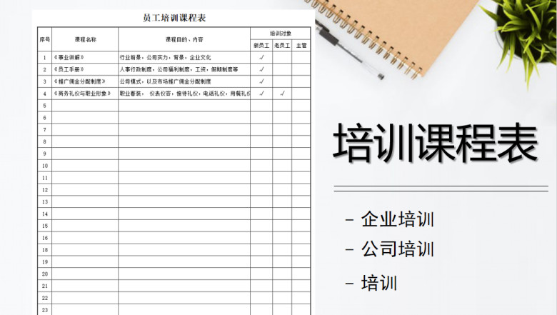 员工培训课程表