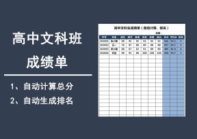 高中文科生成绩单（自动计算、排名）