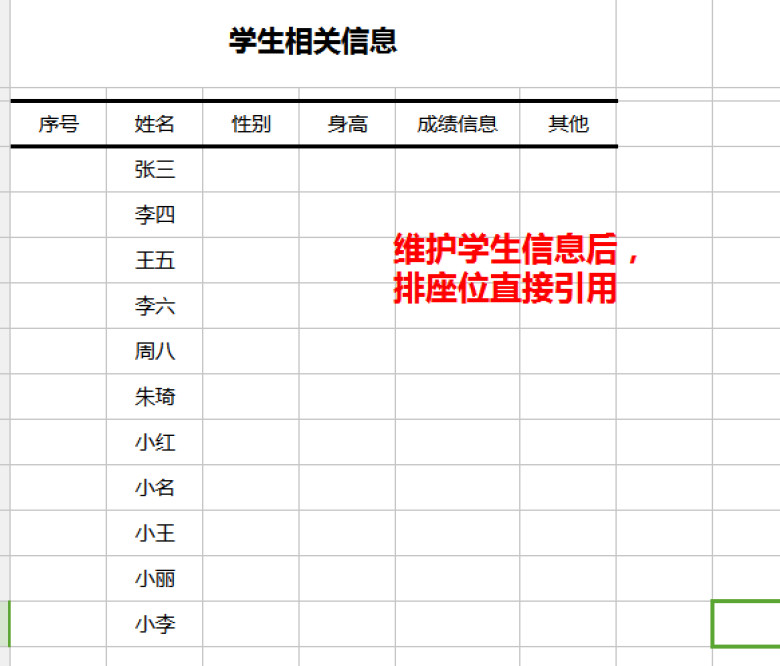 可自定义桌位表（位置自定义，直接引用学生数据排位）