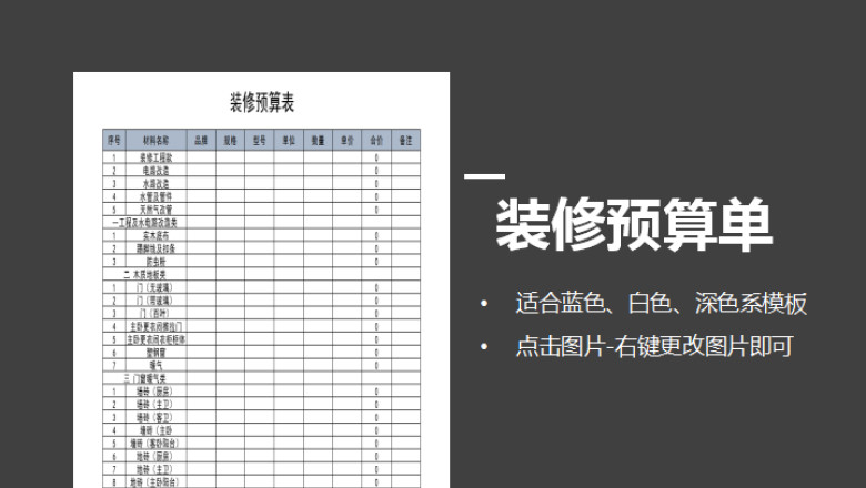 装修预算表