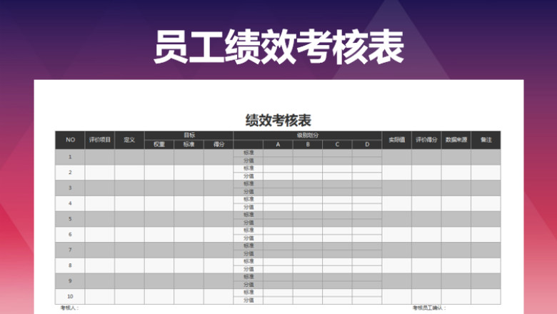 员工绩效考核表