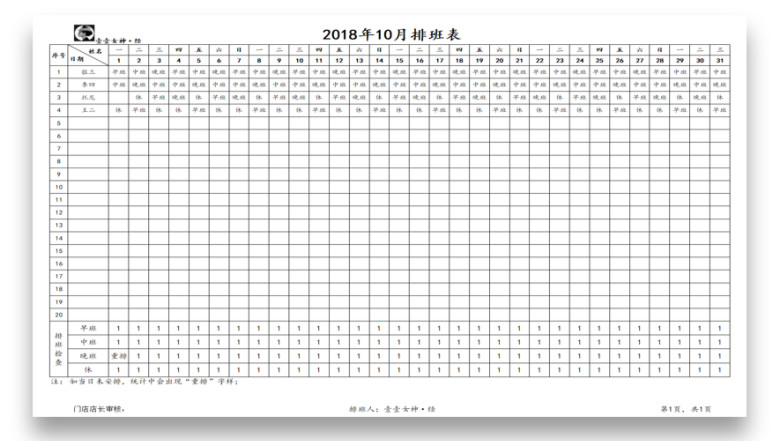 排班表（自动检查）