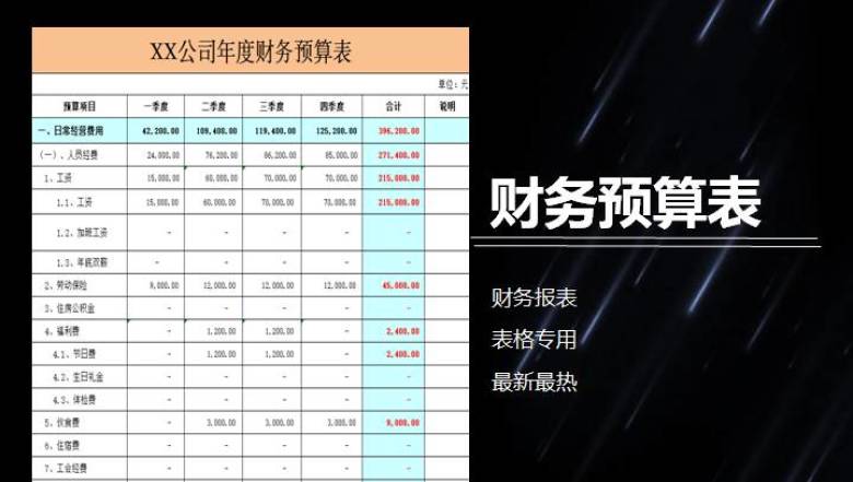 公司年度财务预算表