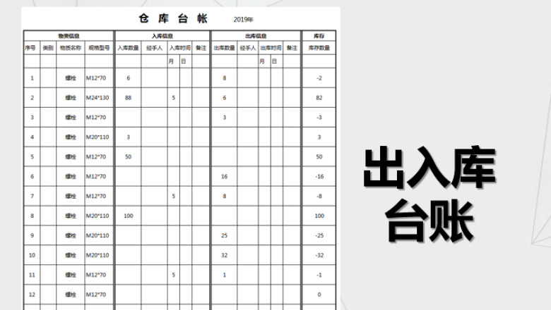 仓库出入库台账