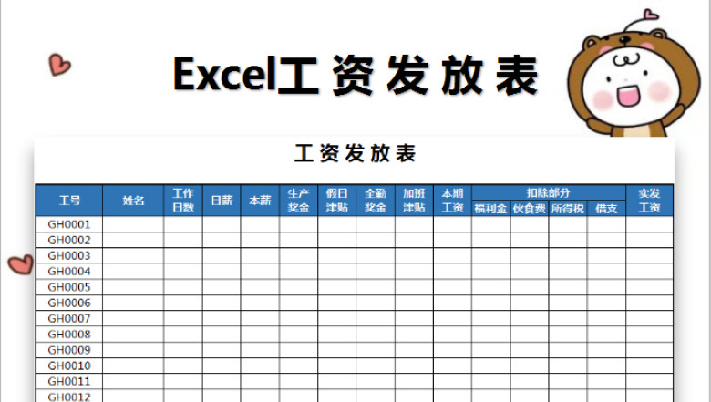 工资发放表