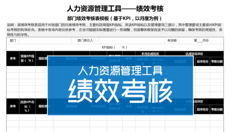 简洁大方绩效考核表KPI