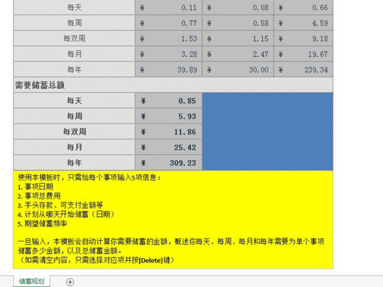 储蓄规划表