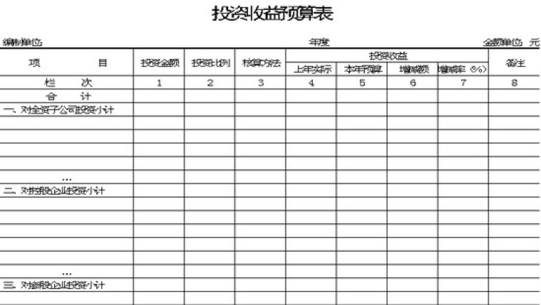 投资收益预算表
