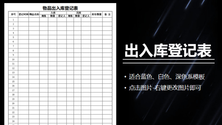 物品出入库登记表