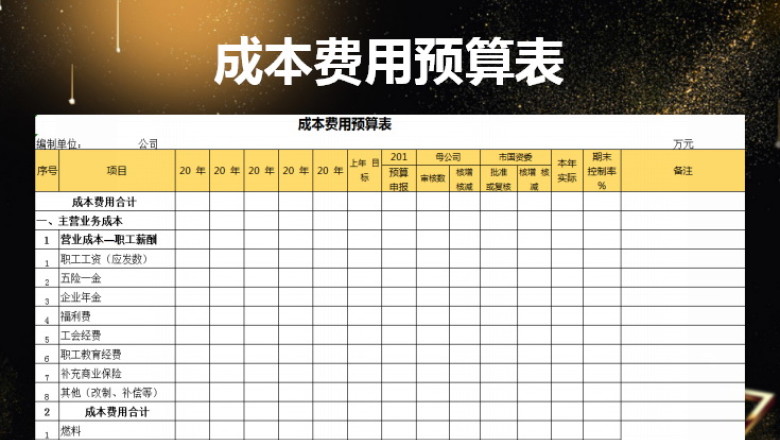成本费用预算表