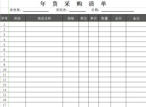 年货采购清单表