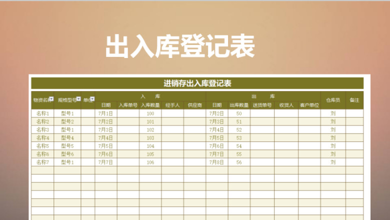 进销存出入库登记表