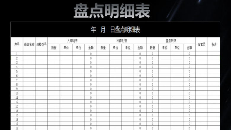 库存盘点表自动计算