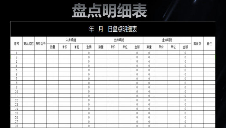 库存盘点表自动计算