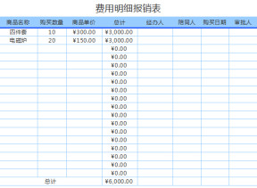 费用明细报销表