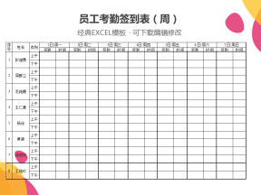 员工考勤签到表（周）