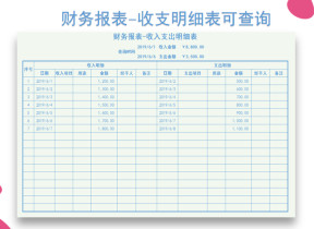 财务报表-收支明细表（可查询）