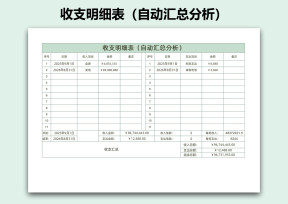 收支明细表（自动汇总分析）