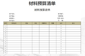 材料采购预算清单（自动计算）