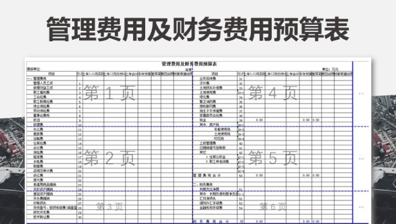 管理费用及财务费用预算表