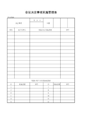 【人事行政表格】会议决定事项实施管理表