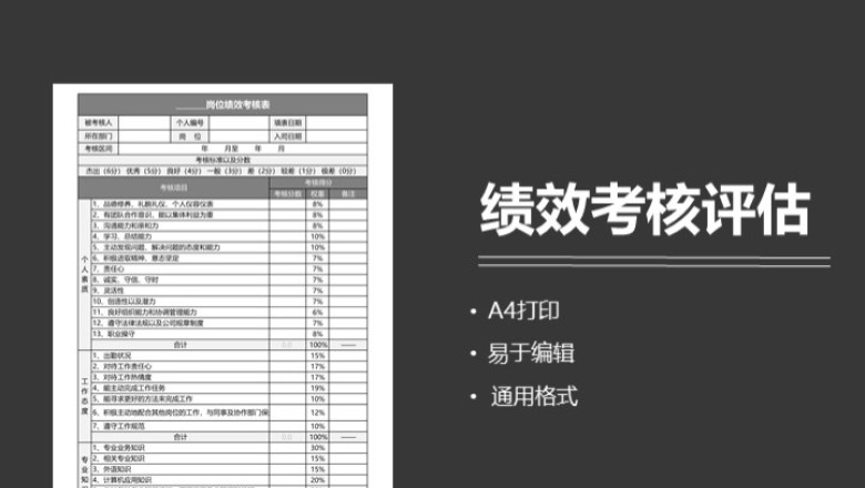 岗位绩效考核表