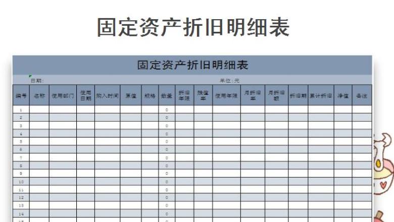 固定资产折旧明细表