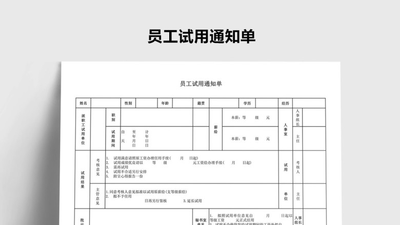 员工试用通知单