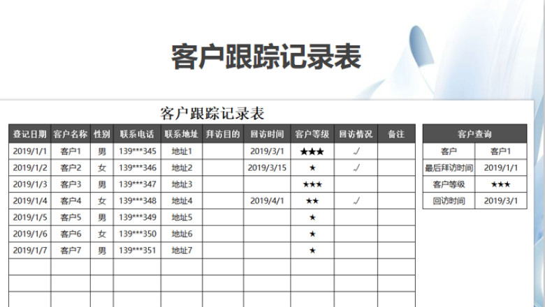 客户跟踪记录表