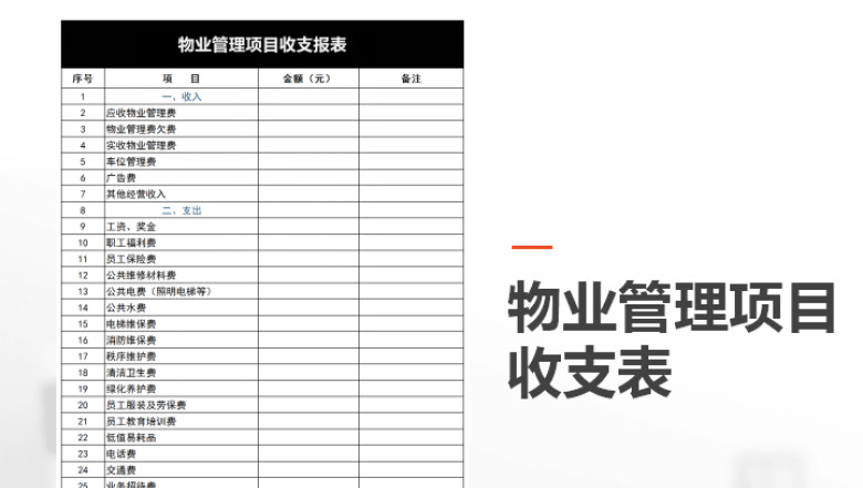 物业管理收支表