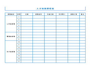 人才培训课程表
