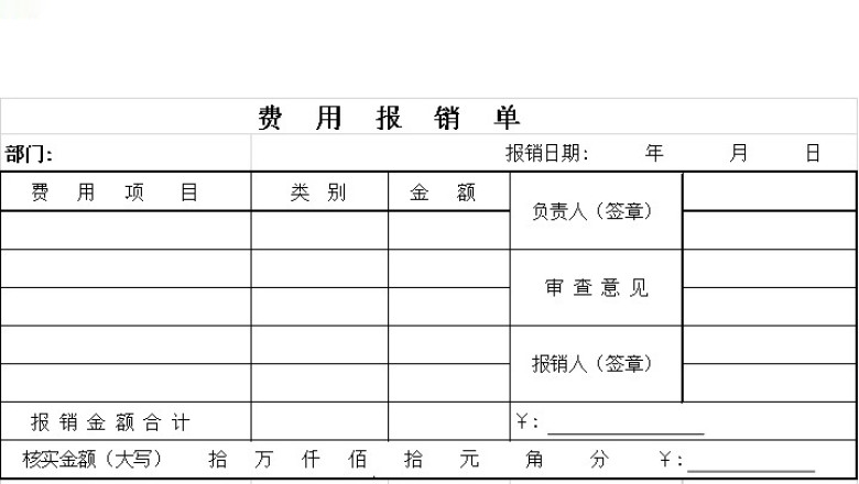 费用报销单模板