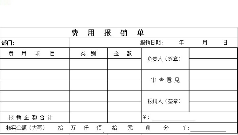 费用报销单模板