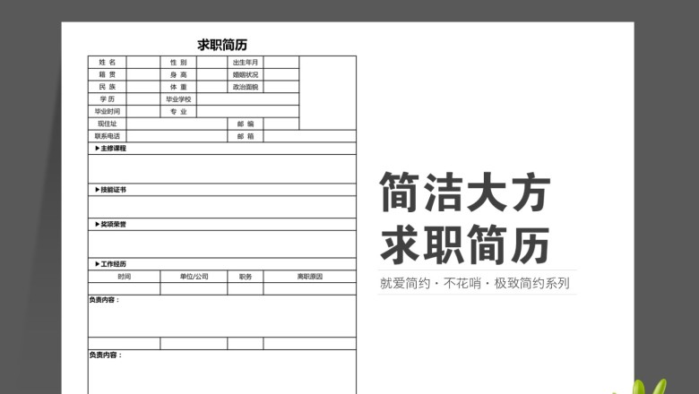 简洁大方企业招聘通用求职简历表