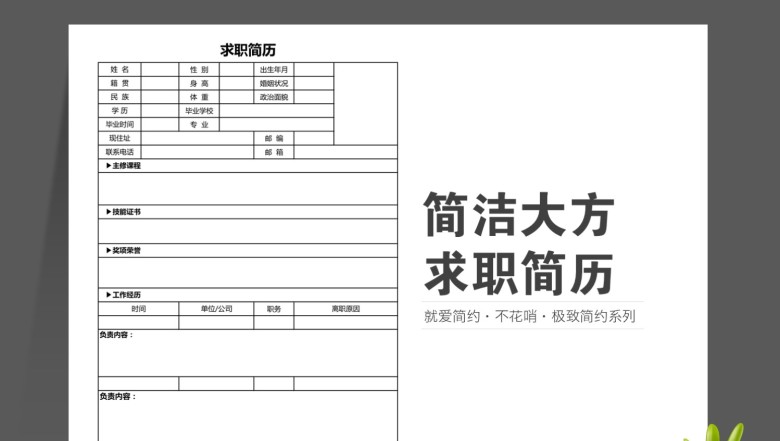 简洁大方企业招聘通用求职简历表